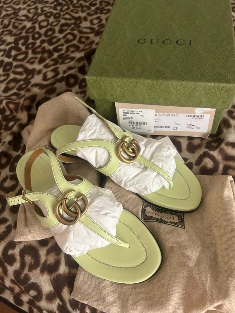 Gucci Authentic Green Summer Sandals 6.5 - Picture 8 of 8